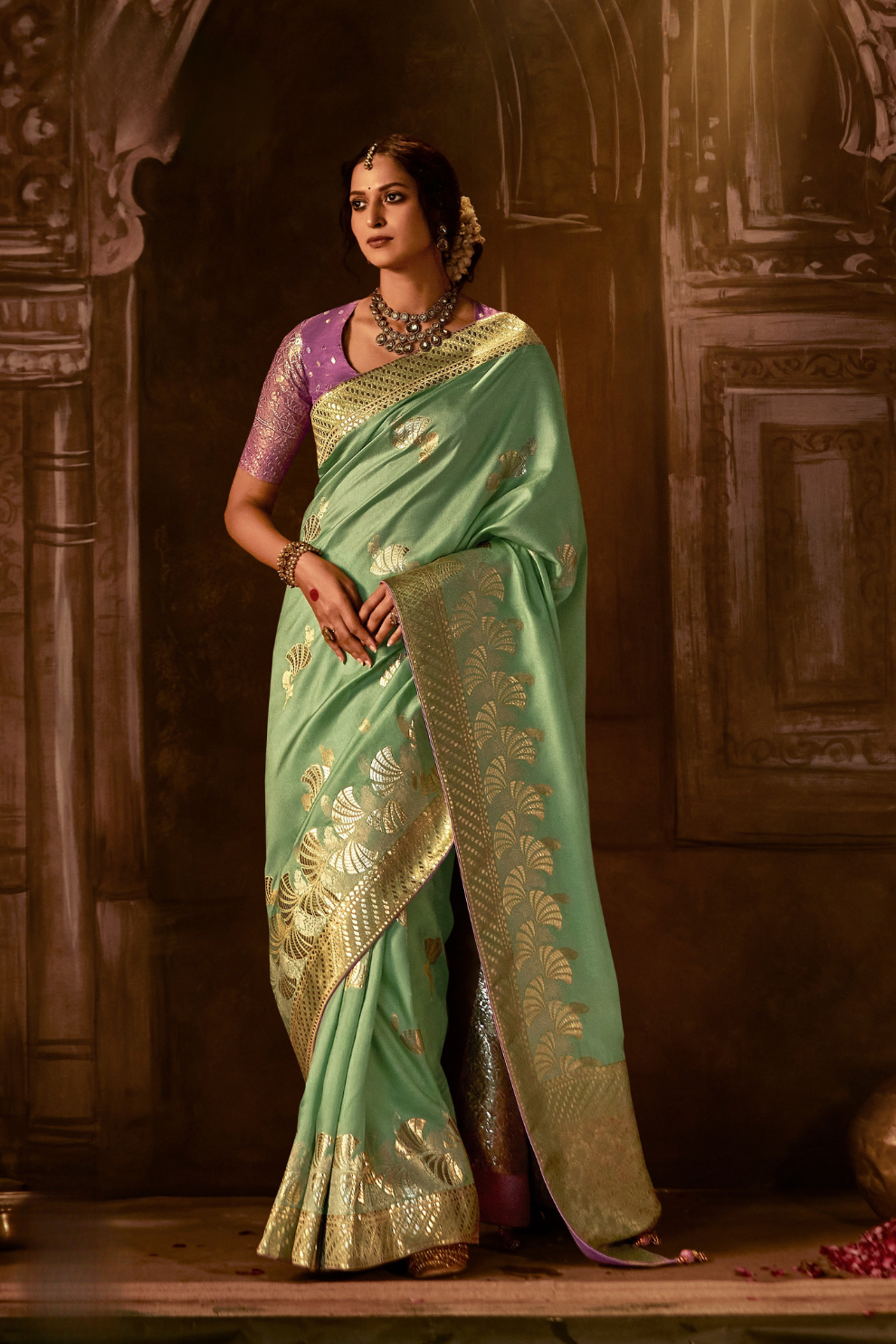 Royal Charm Pure Viscose Dola Silk Banarasi Saree with Designer Elegance