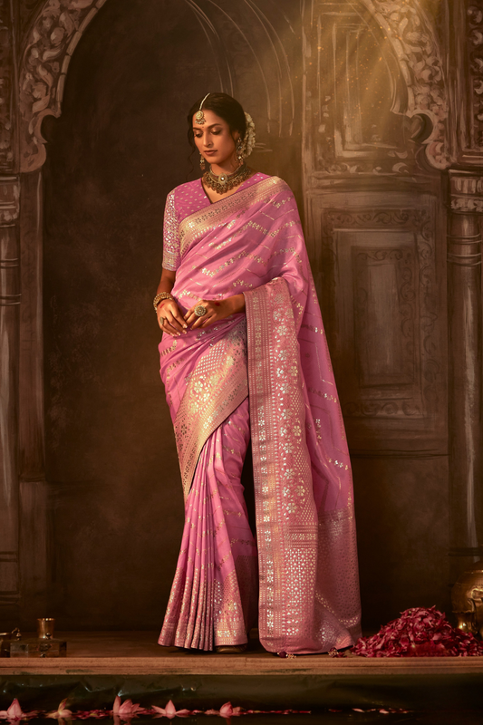 Royal Charm Pure Viscose Dola Silk Banarasi Saree with Designer Elegance