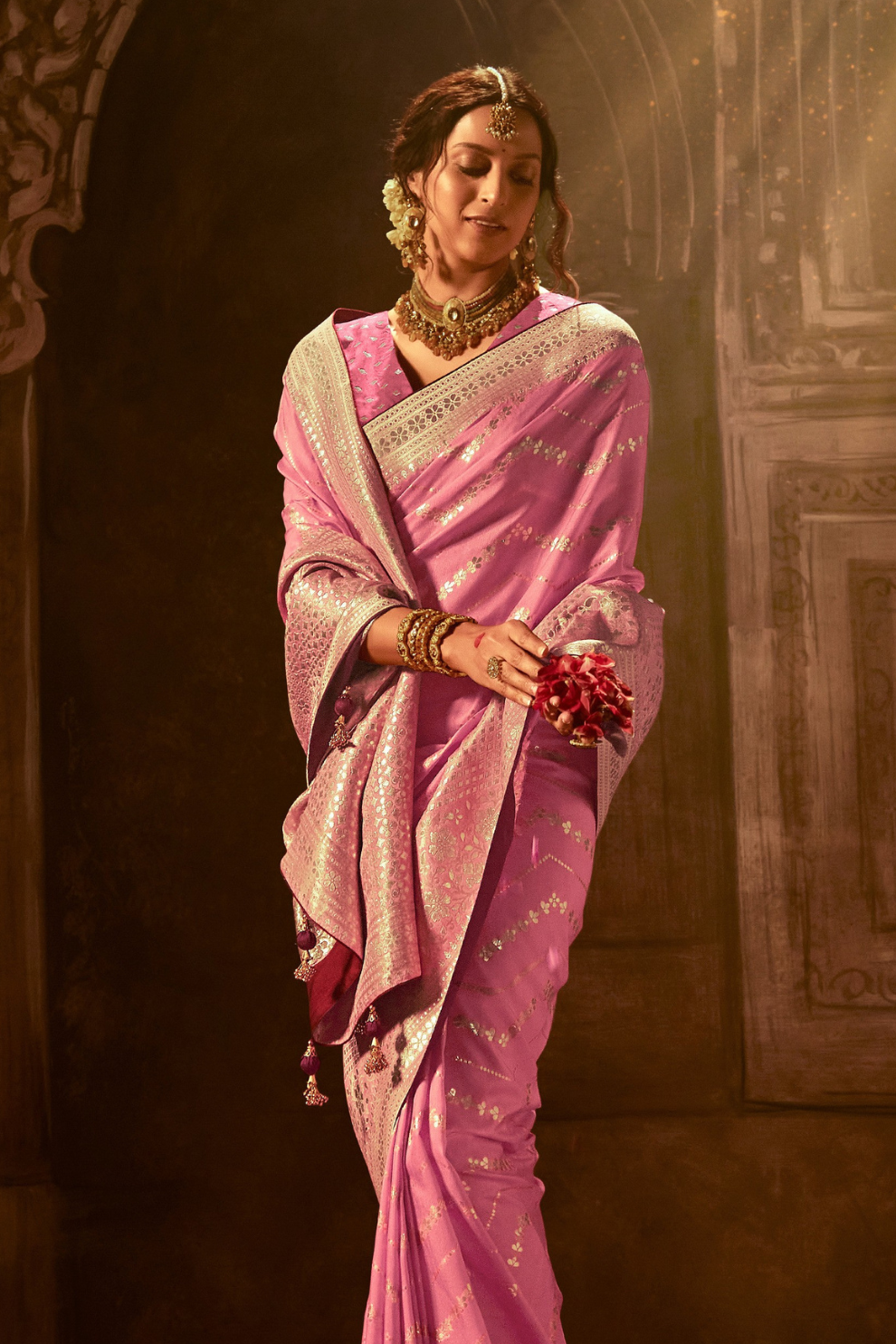 Royal Charm Pure Viscose Dola Silk Banarasi Saree with Designer Elegance