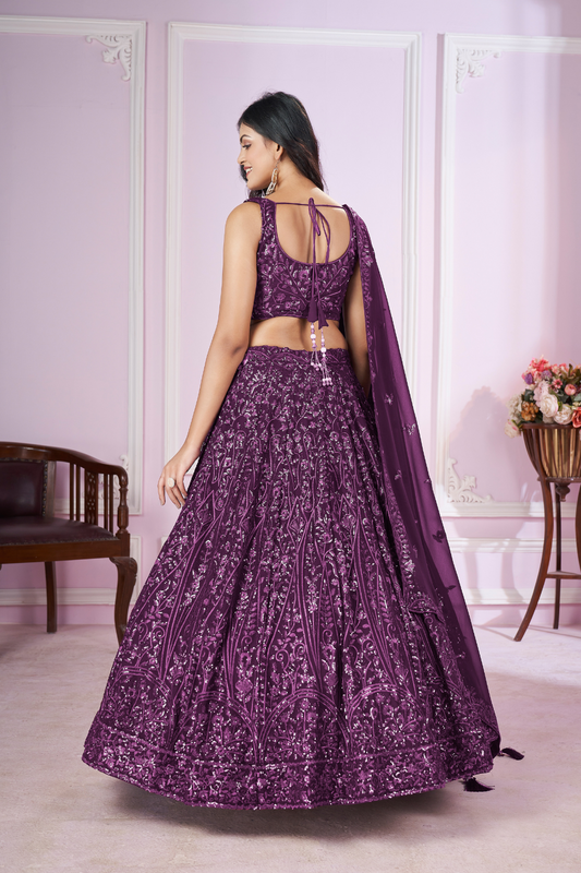 Designer Lehenga Set with Sequins Thread & Badla Zari Embroidery