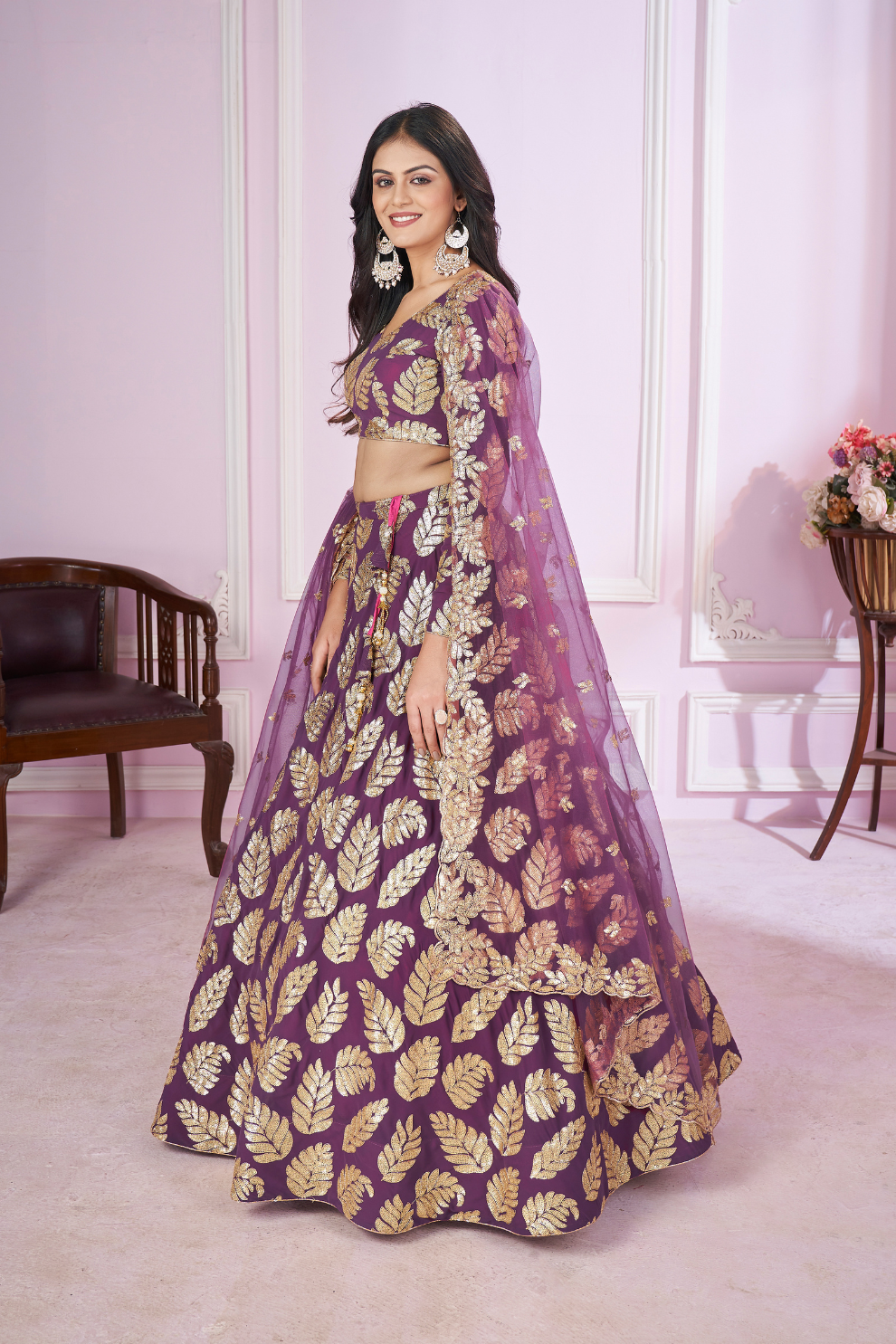 Designer Lehenga Set with Sequins Thread & Badla Zari Embroidery
