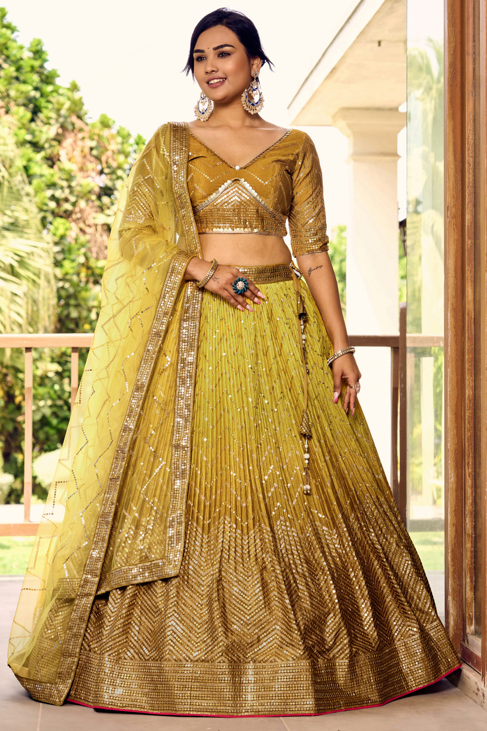 Graceful Lehenga Set with Sequins & Thread Embroidery