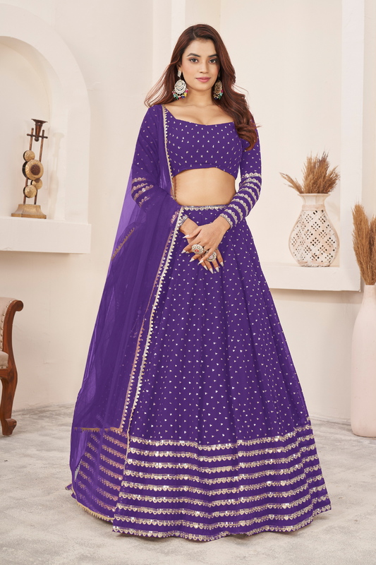 Elegant Sequins and Zari Embroidered Lehenga Set