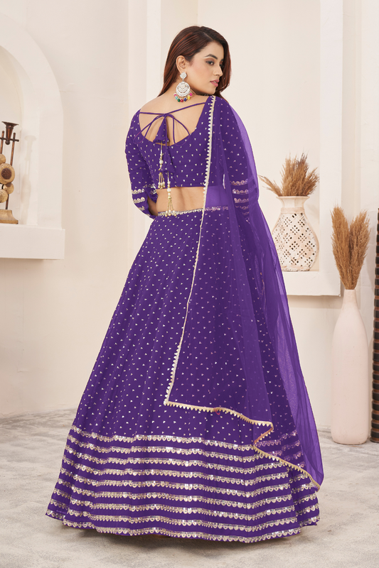 Elegant Sequins and Zari Embroidered Lehenga Set