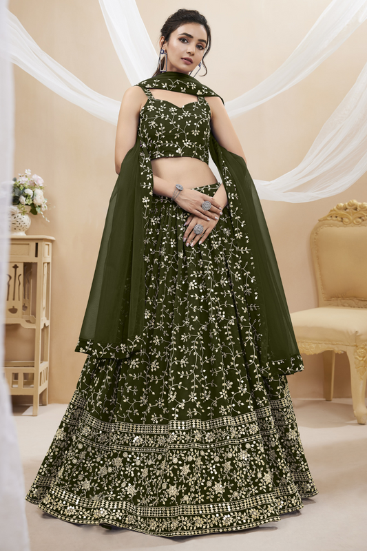 Stunning Lehenga Set with Sequins & Zari Embroidered Work