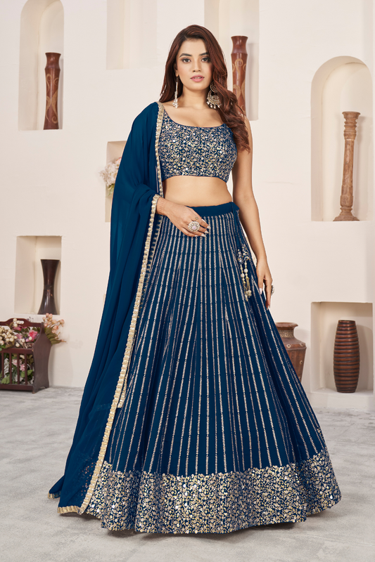 Elegant Sequins and Zari Embroidered Lehenga Set