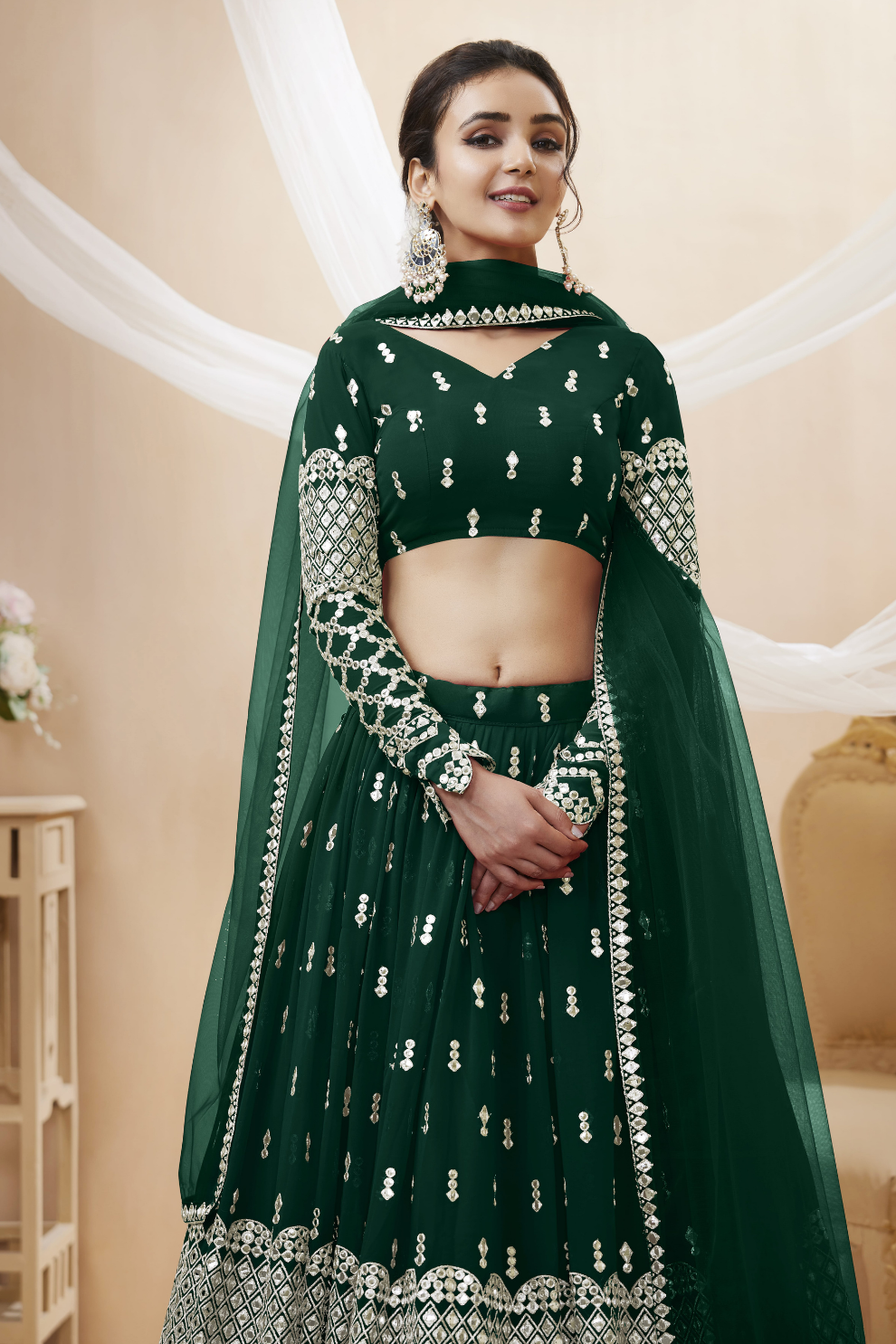 Designer Georgette Lehenga and Soft Net Dupatta Ensemble