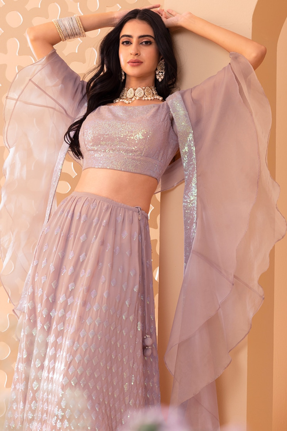 Graceful Zari & Sequins Embroidered Lehenga for Festive Occasions