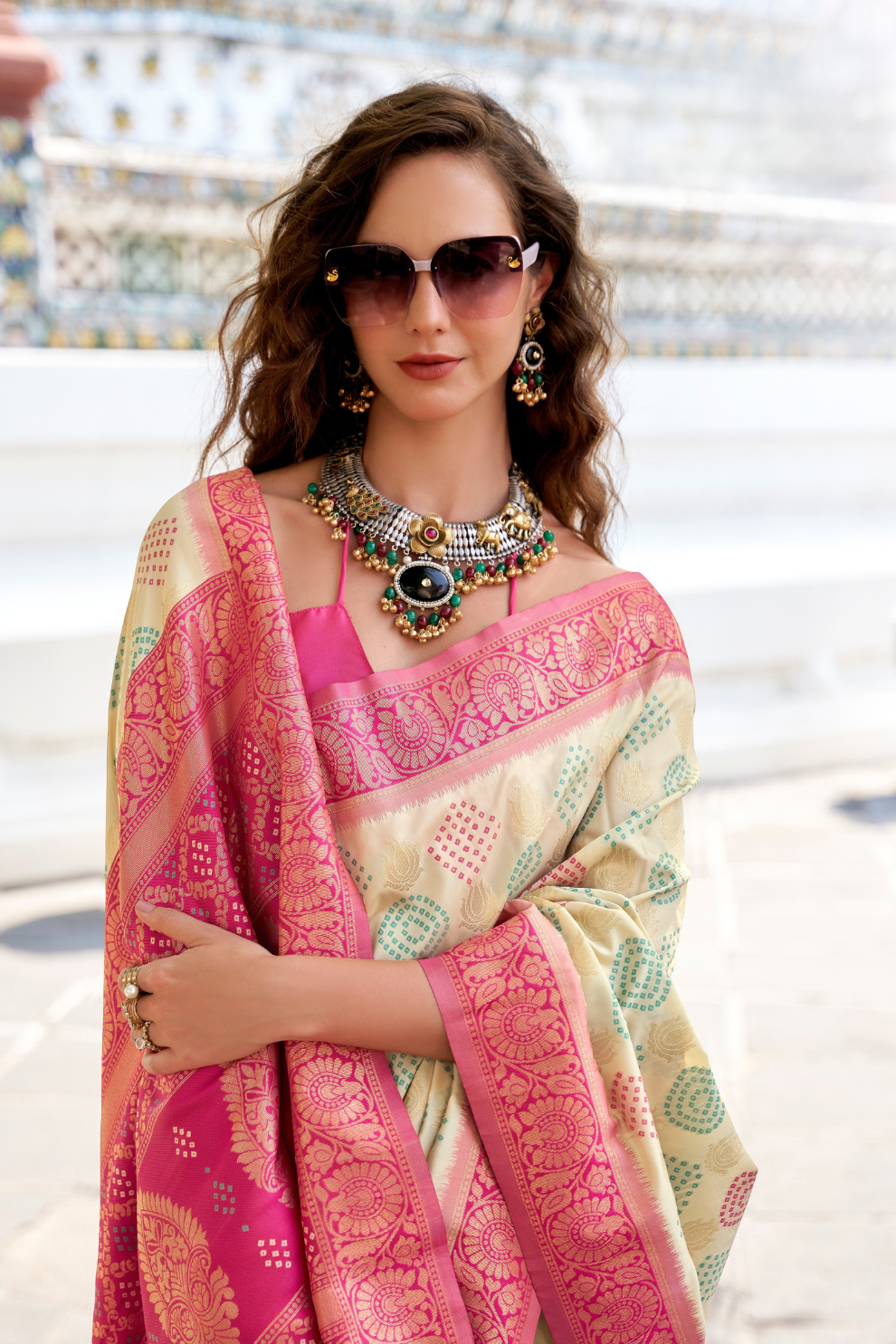 Soft Banarasi Bandhani Silk Saree with Traditional Weaving - LaVante Fashion