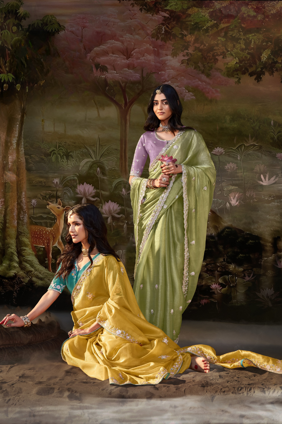 Dolla Silk Embroidered Wedding Saree with Contrast Blouse Design