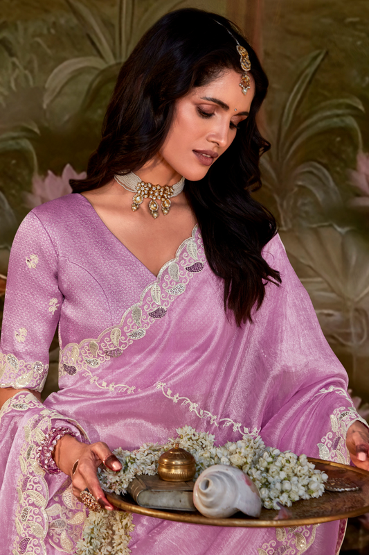 Dolla Silk Embroidered Wedding Saree with Contrast Blouse Design