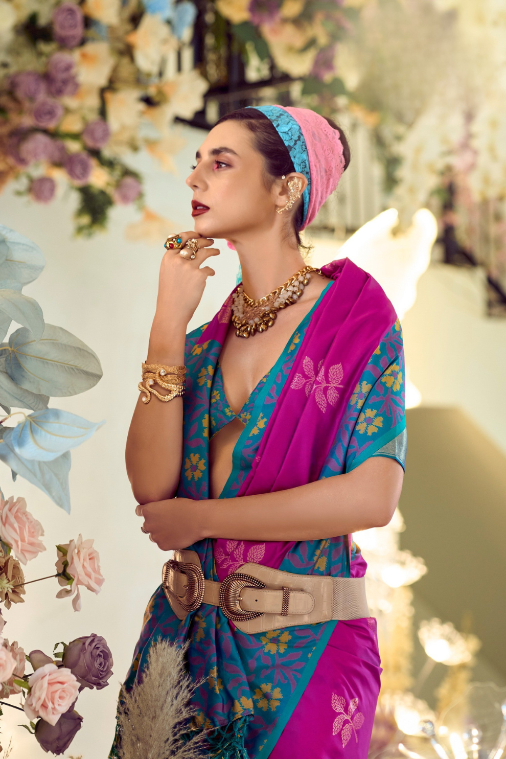 Soft Silk Saree with Traditional Ikkat Border - LaVante Fashion