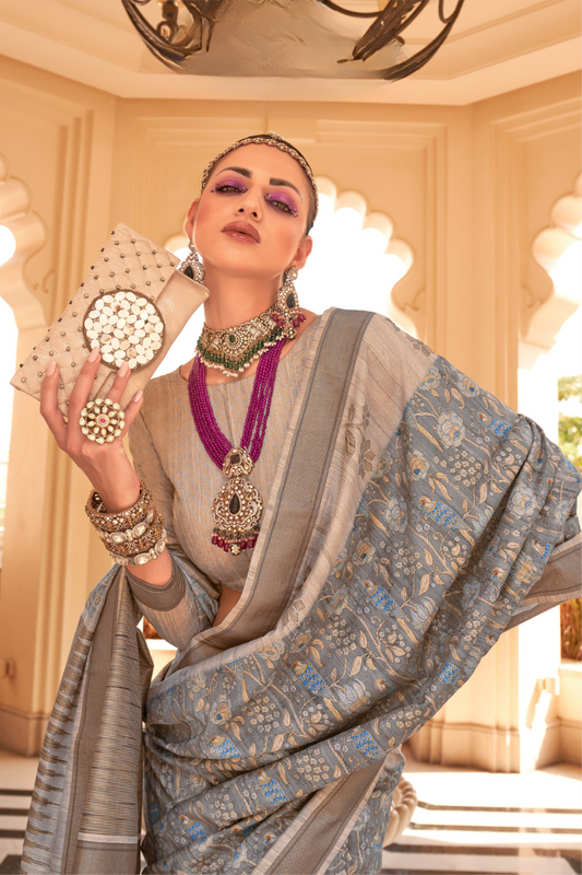 Rich Banarasi Handwoven  khadi Silk Saree with Traditional Weave