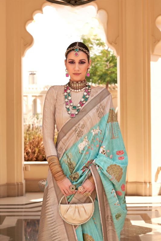 Rich Banarasi Handwoven  khadi Silk Saree with Traditional Weave