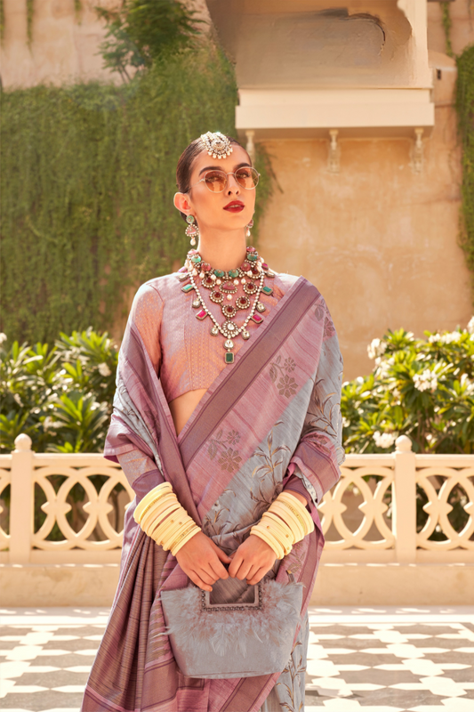 Rich Banarasi Handwoven  khadi Silk Saree with Traditional Weave