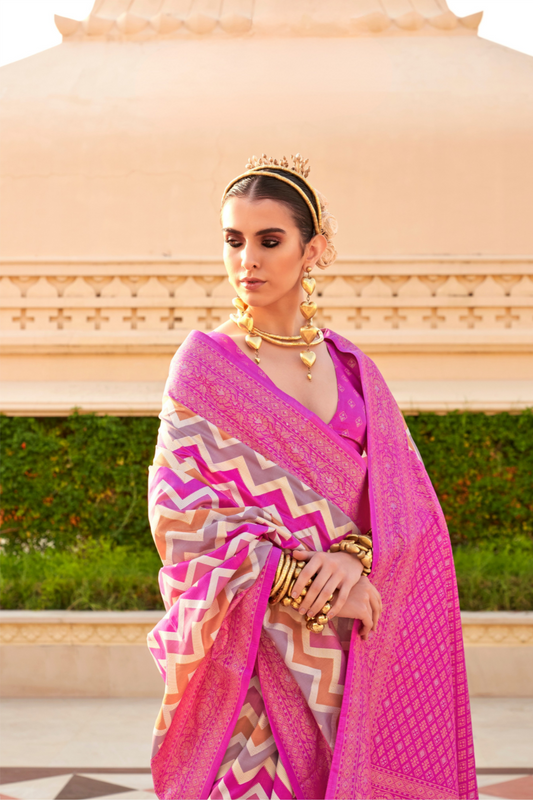 Foil Printed Poly Viscose Silk Saree with Elegant Aqua Finish