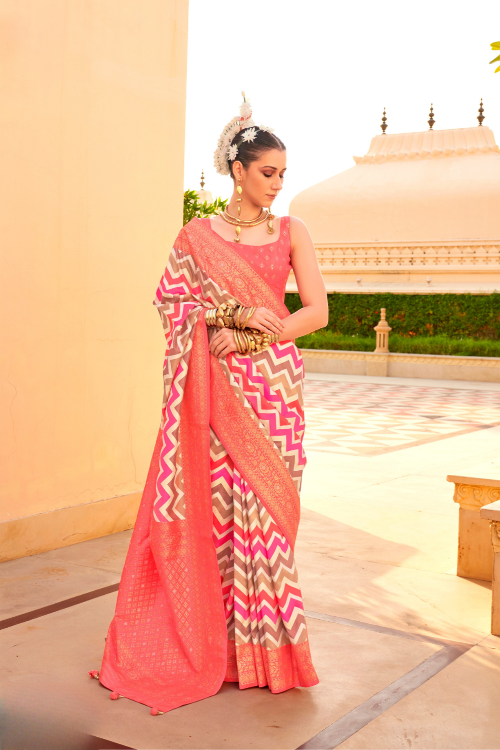 Foil Printed Poly Viscose Silk Saree with Elegant Aqua Finish