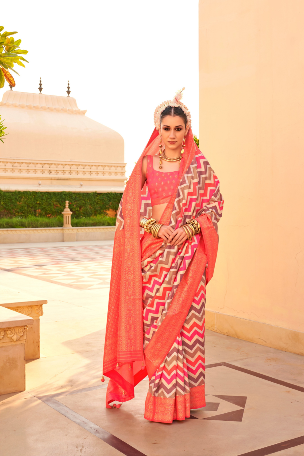 Foil Printed Poly Viscose Silk Saree with Elegant Aqua Finish