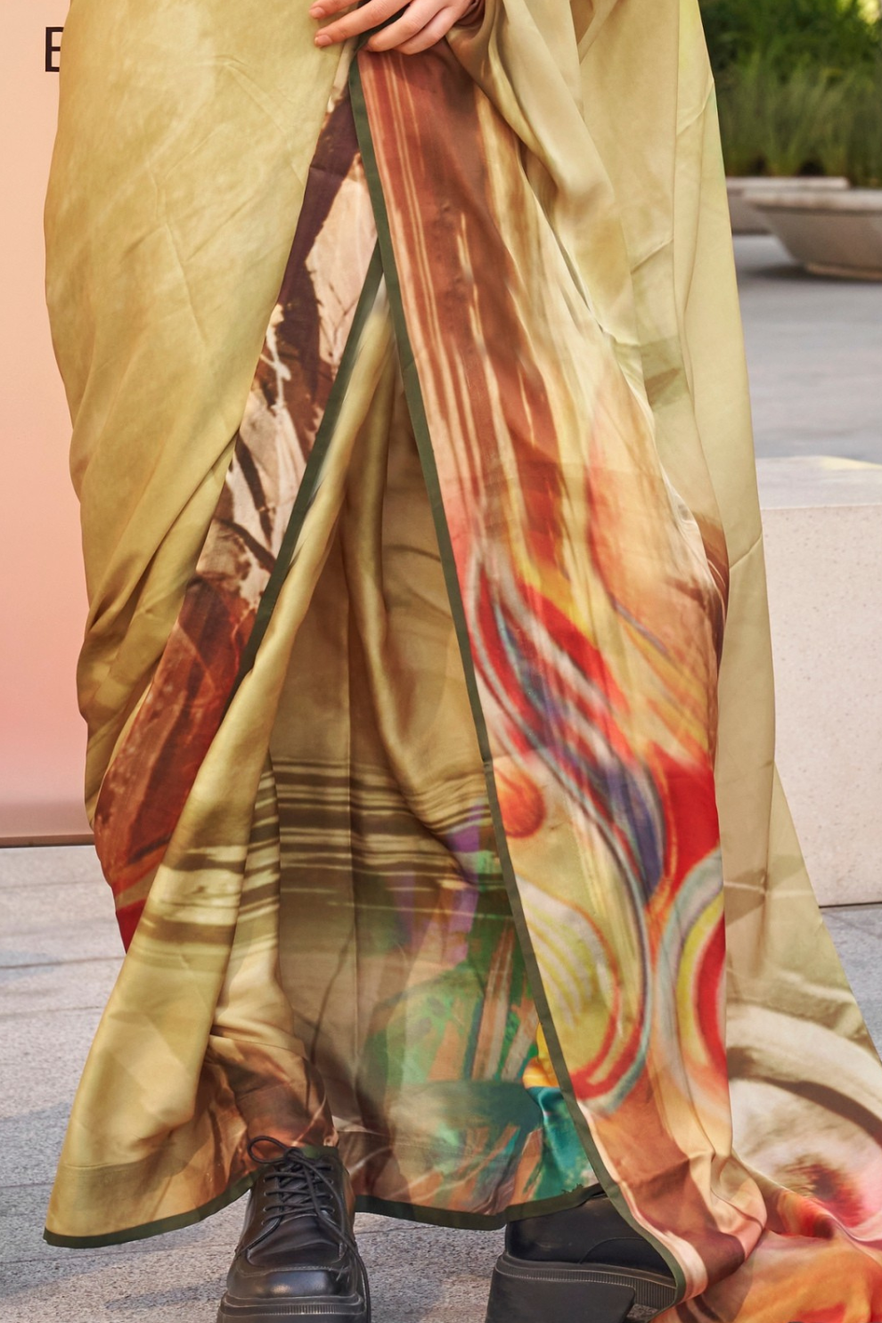 Stylish Swiss Satin Saree with Premium Digital Artwork Prints
