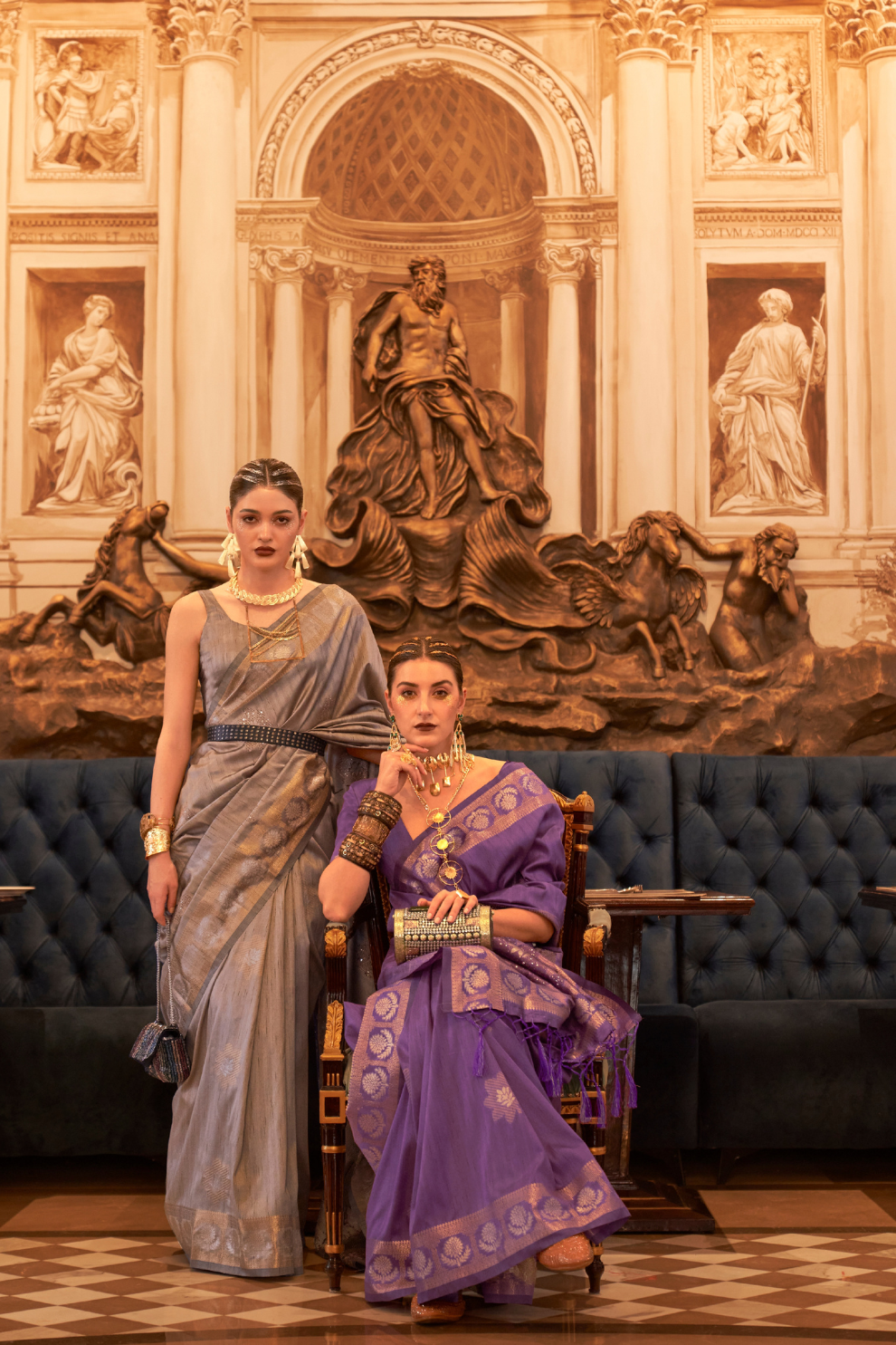 Woven Tussar Silk Saree with Elegant Sequins Work