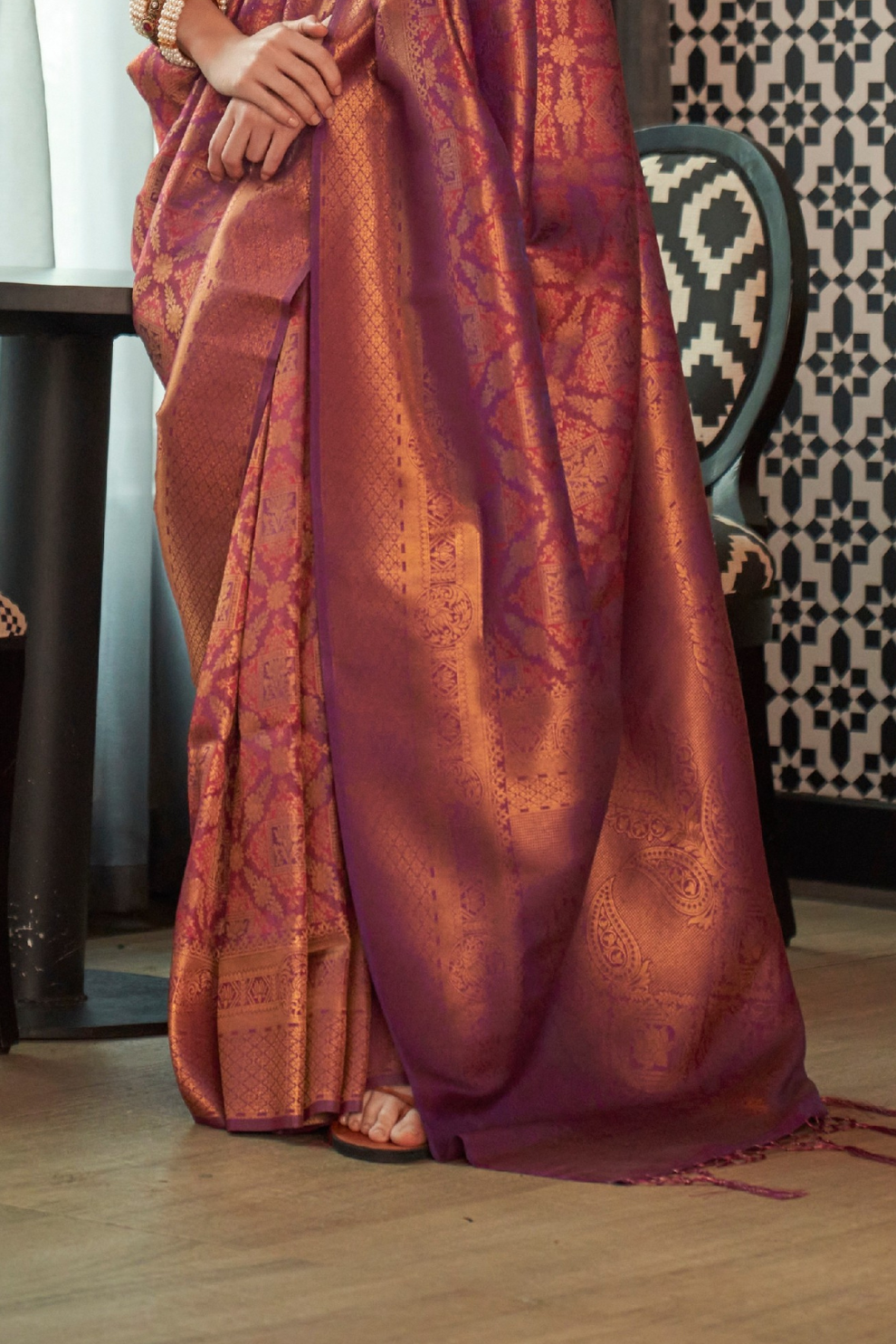 Traditional Kanjivaram Silk Saree with Rich Zari Weaving