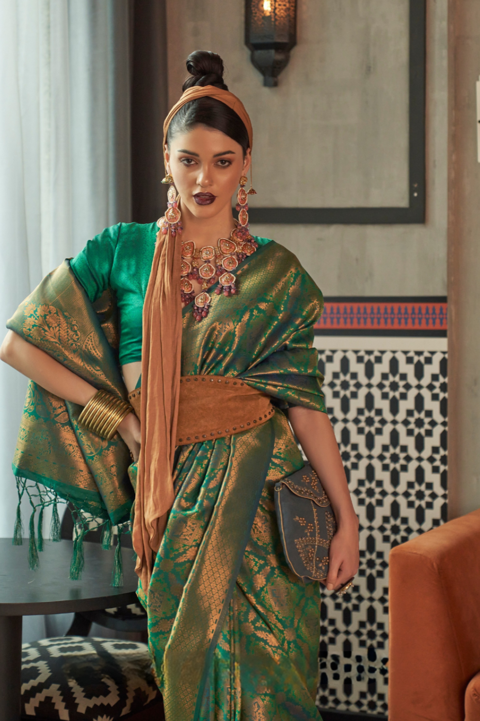 Traditional Kanjivaram Silk Saree with Rich Zari Weaving
