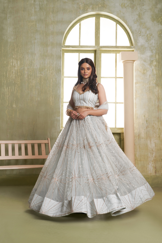 Stylish Wine Embroidered Net Lehenga Choli for Special Occasions