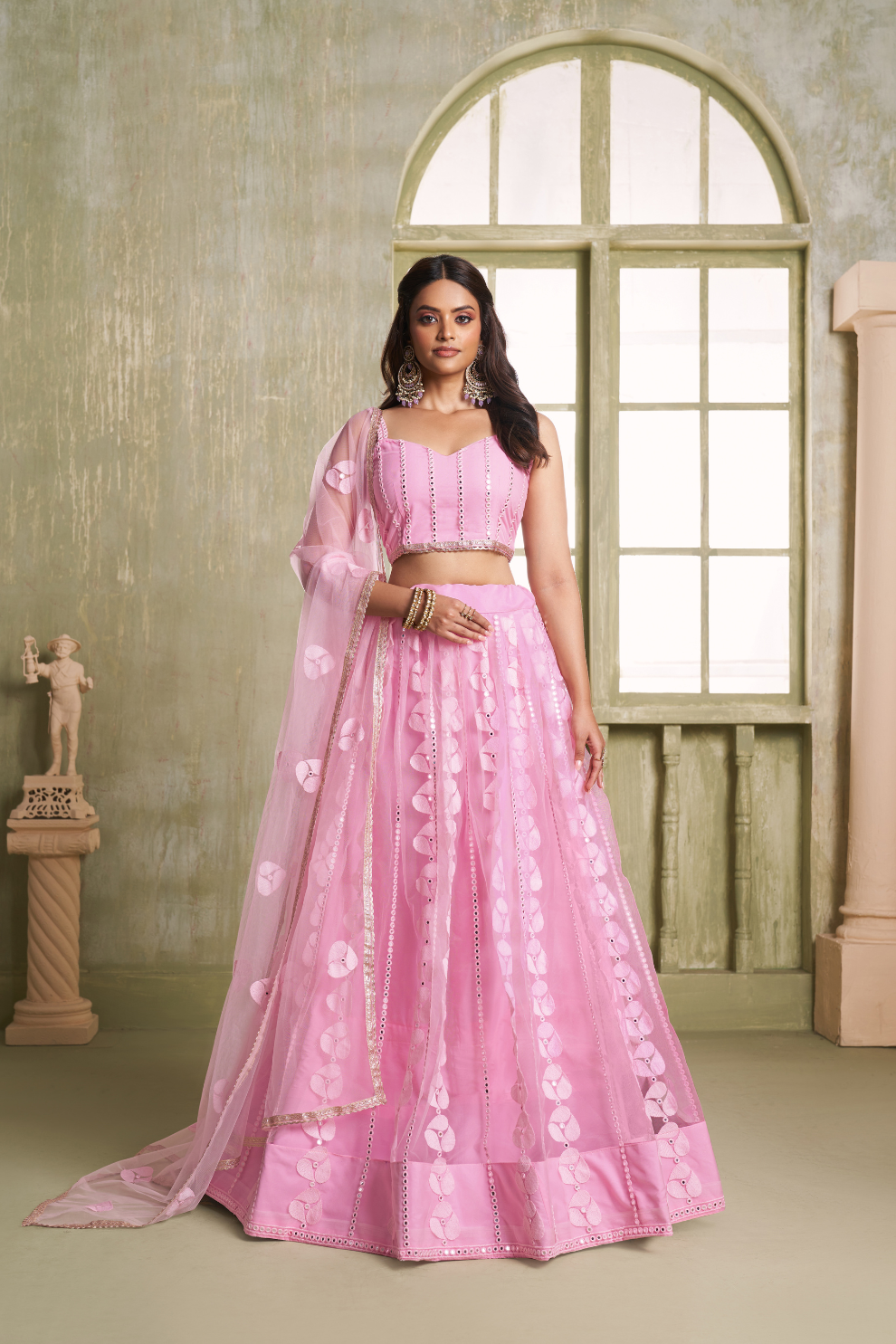 Stylish Wine Embroidered Net Lehenga Choli for Special Occasions