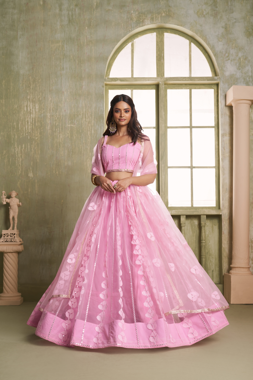 Stylish Wine Embroidered Net Lehenga Choli for Special Occasions