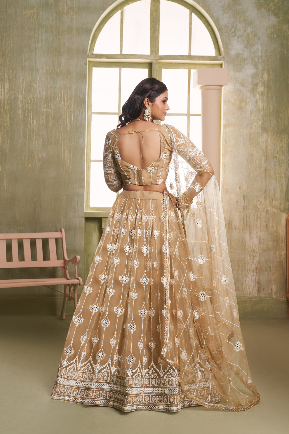Stylish Wine Embroidered Net Lehenga Choli for Special Occasions