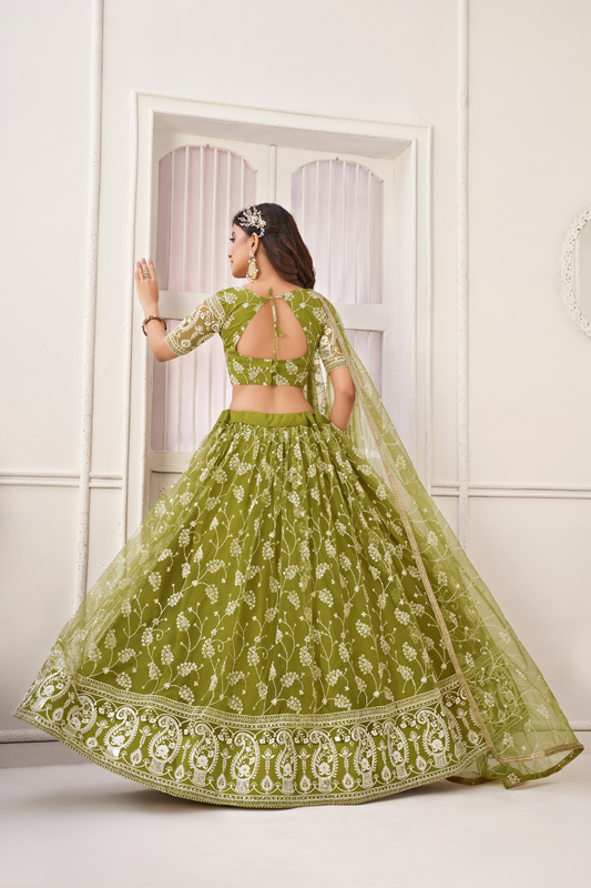 Trendy Butterfly Net Lehenga Choli with Intricate Thread & Sequin Work