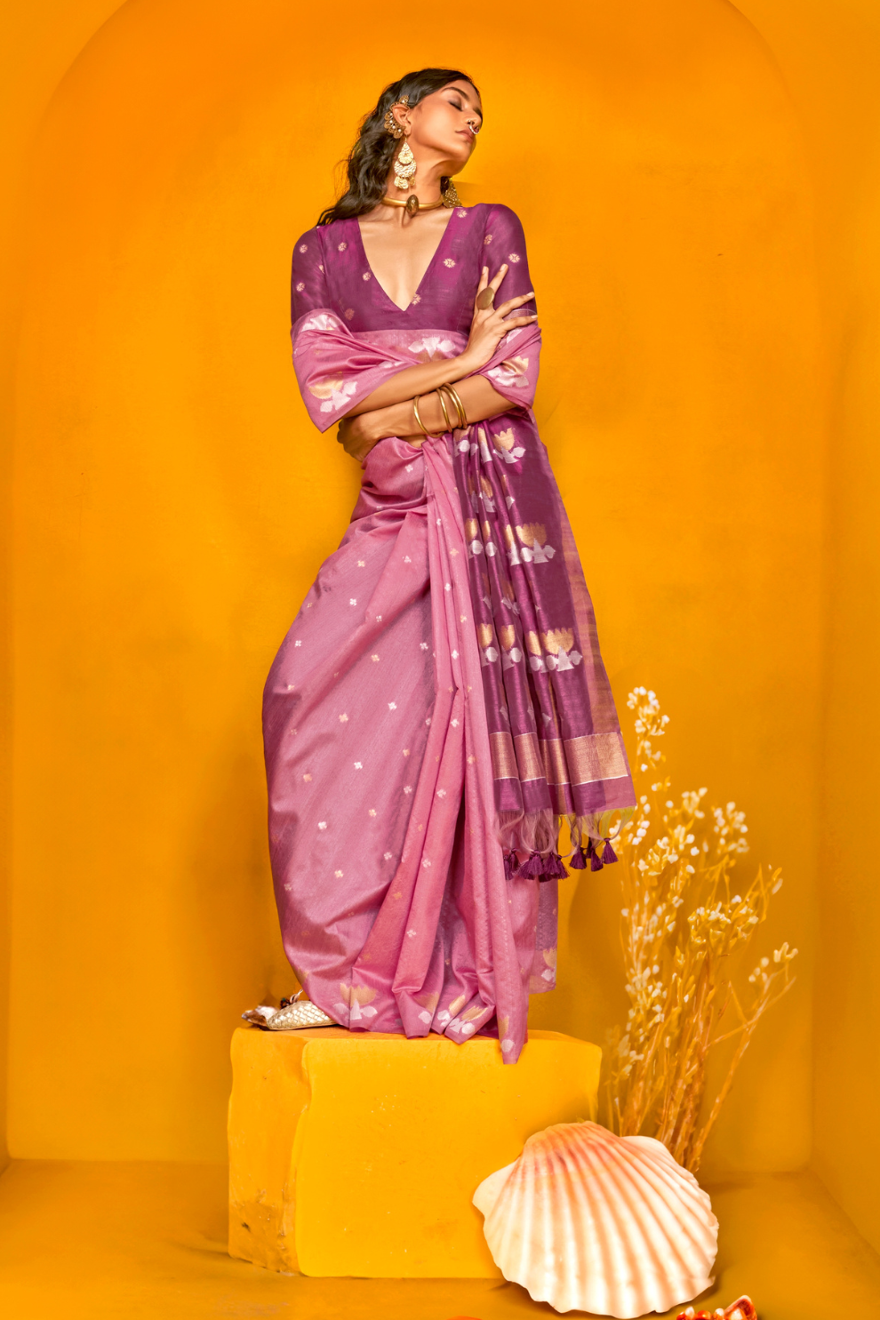 Tussar Handloom Weaving Silk Saree with Natural Finish Elegance