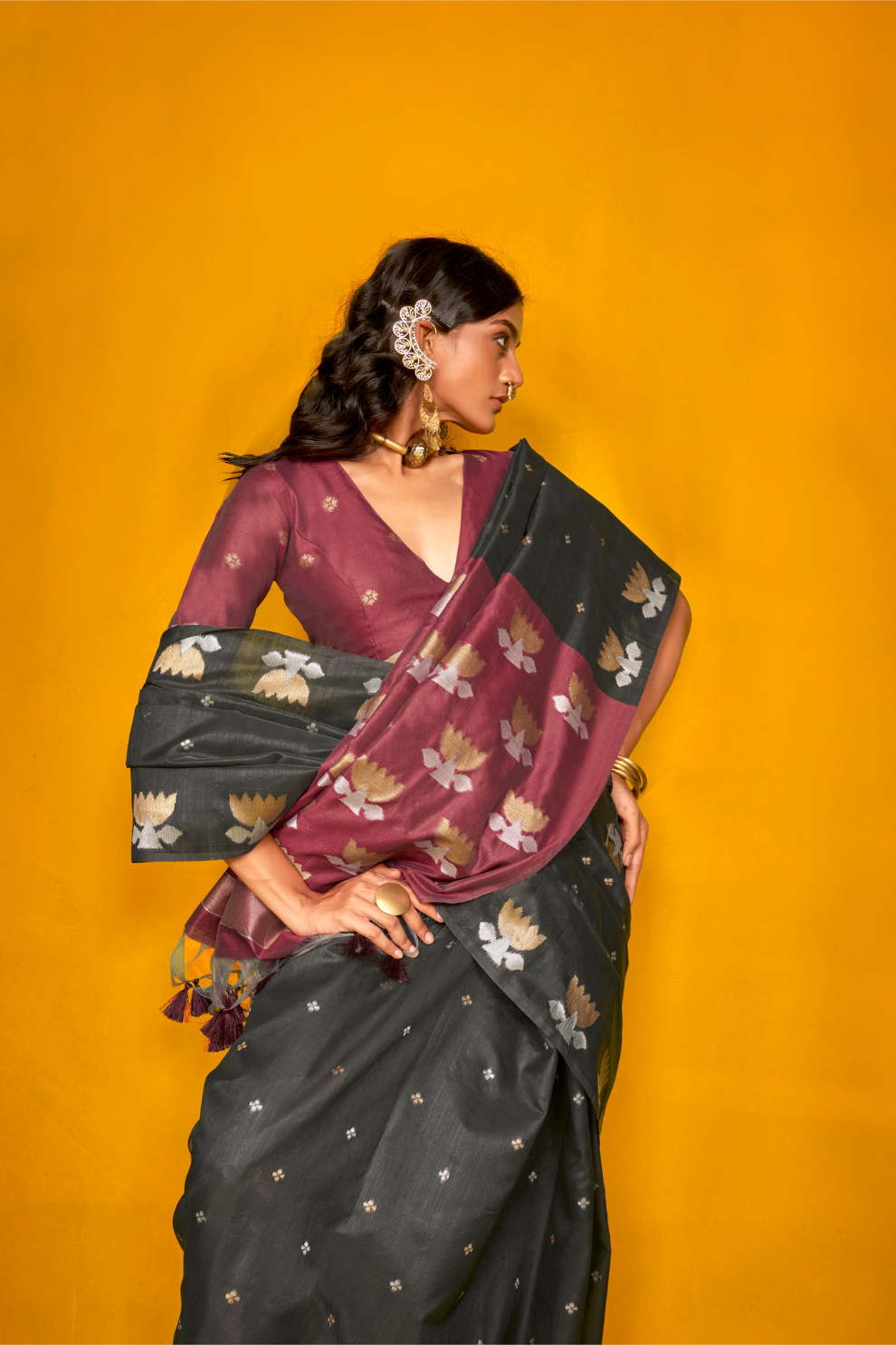 Tussar Handloom Weaving Silk Saree with Natural Finish Elegance