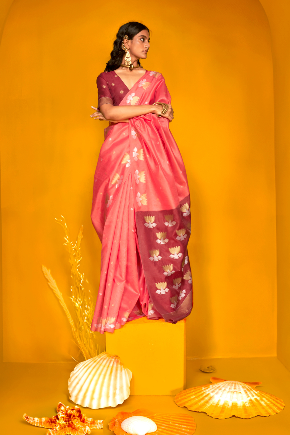 Tussar Handloom Weaving Silk Saree with Natural Finish Elegance