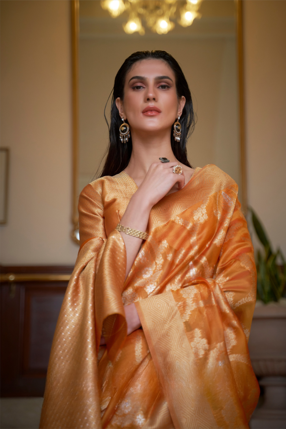 Organza Handloom Saree with Intricate Zari Weaving