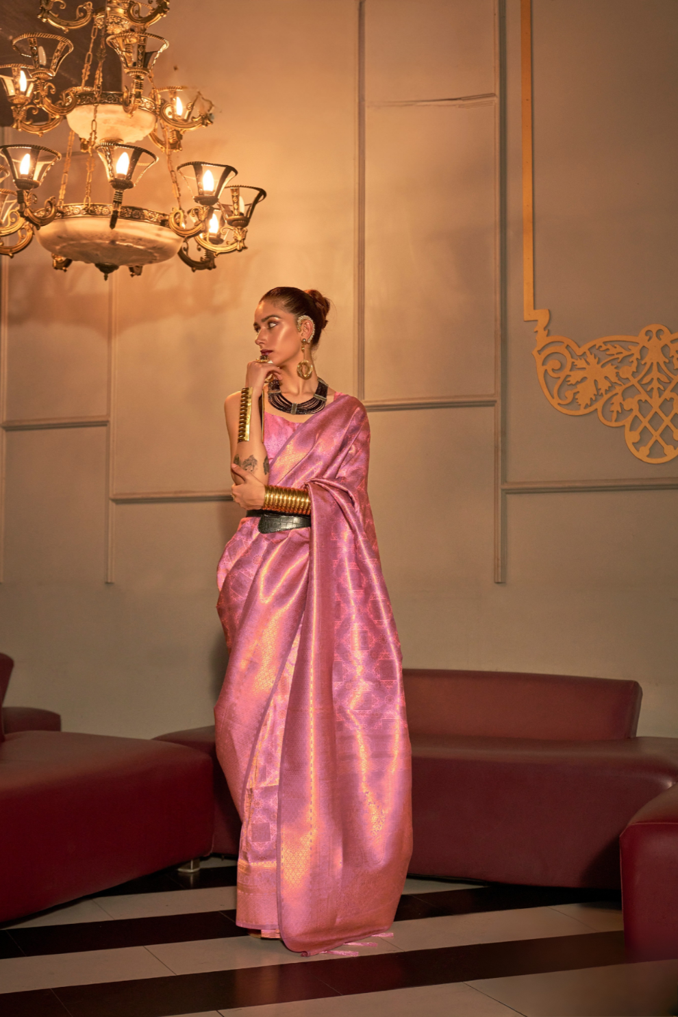 Two-Tone Handloom Woven Silk Saree with Subtle Zari Accents