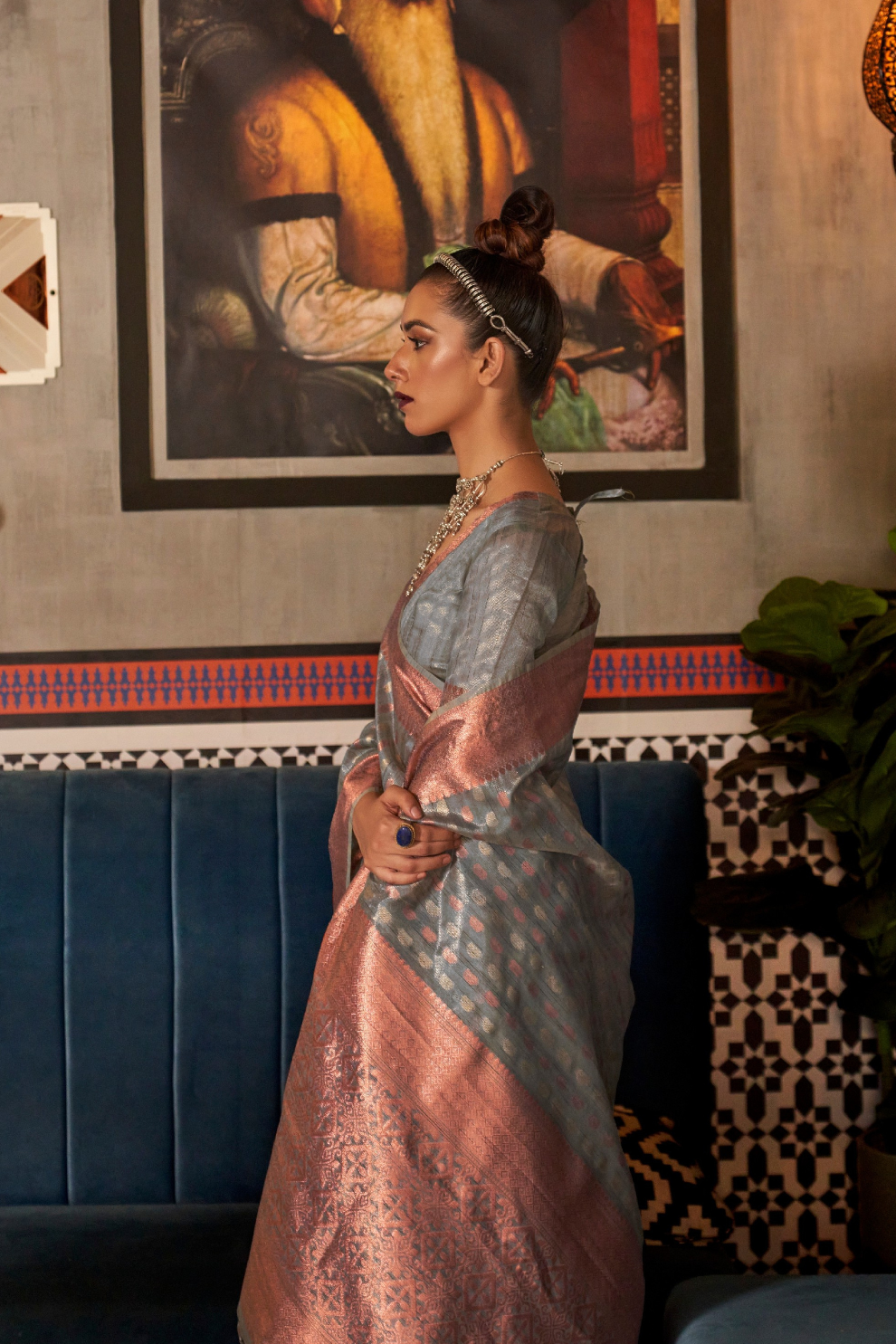 Tissue Silk Handloom Saree with Triple Zari Elegance