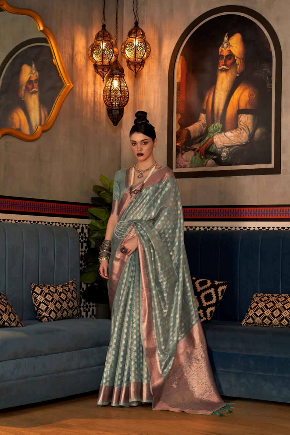 Tissue Silk Handloom Saree with Triple Zari Elegance