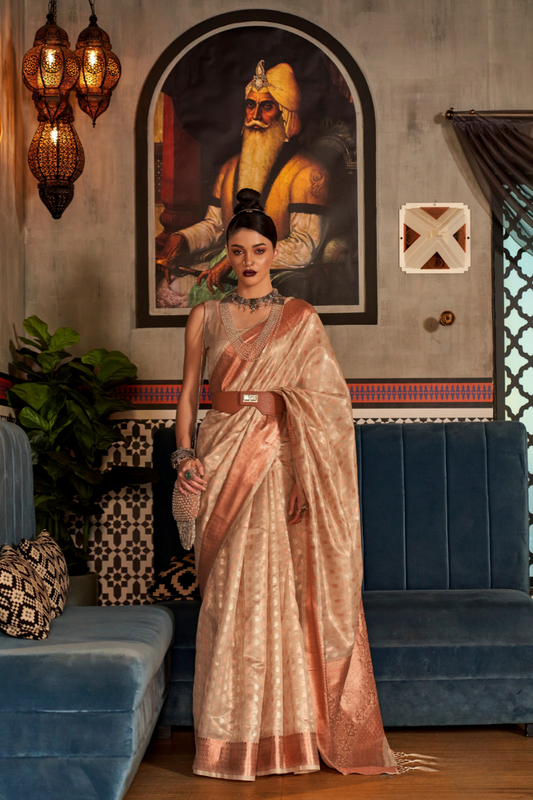 Tissue Silk Handloom Saree with Triple Zari Elegance