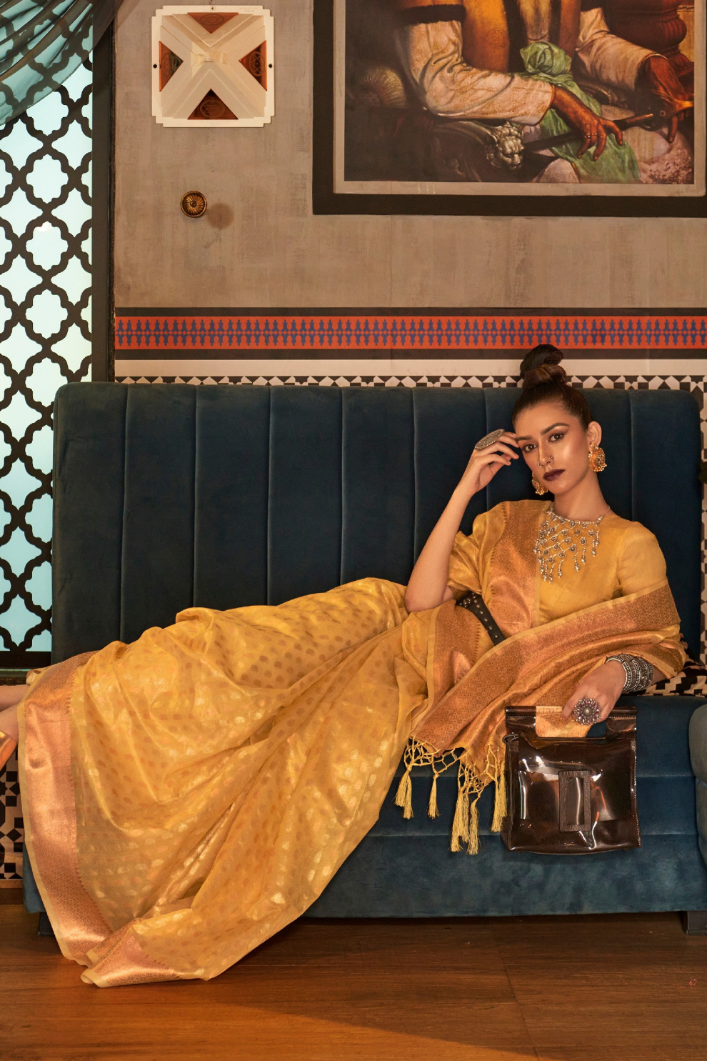 Tissue Silk Handloom Saree with Triple Zari Elegance