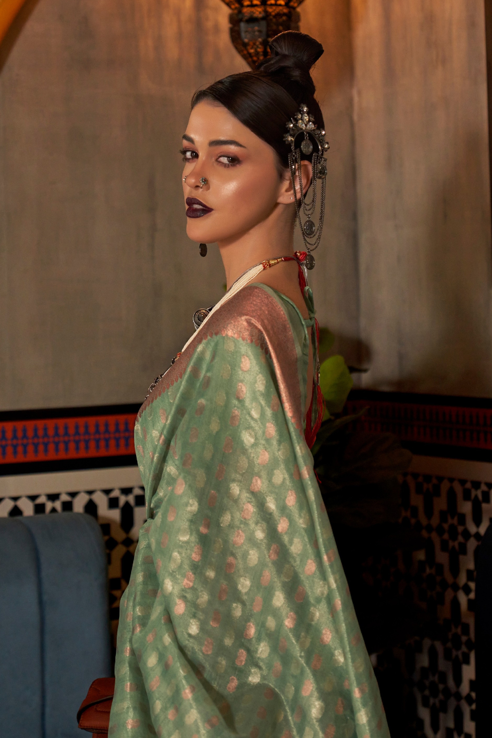 Tissue Silk Handloom Saree with Triple Zari Elegance