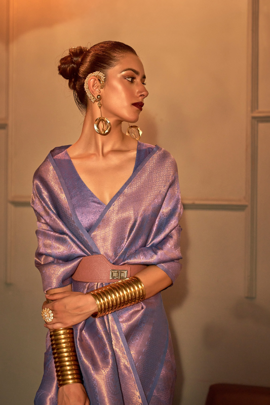 Two-Tone Handloom Woven Silk Saree with Subtle Zari Accents