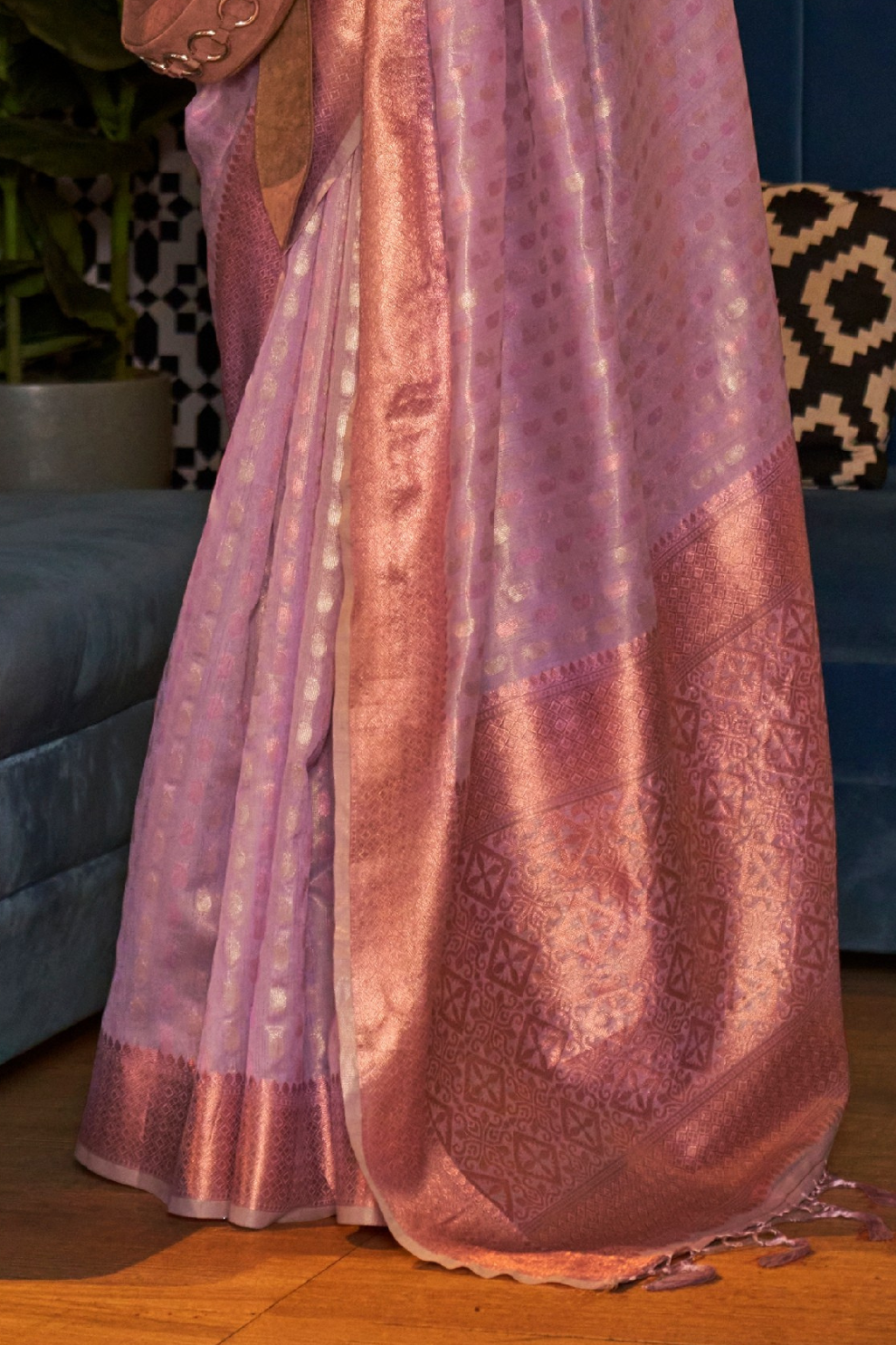 Tissue Silk Handloom Saree with Triple Zari Elegance