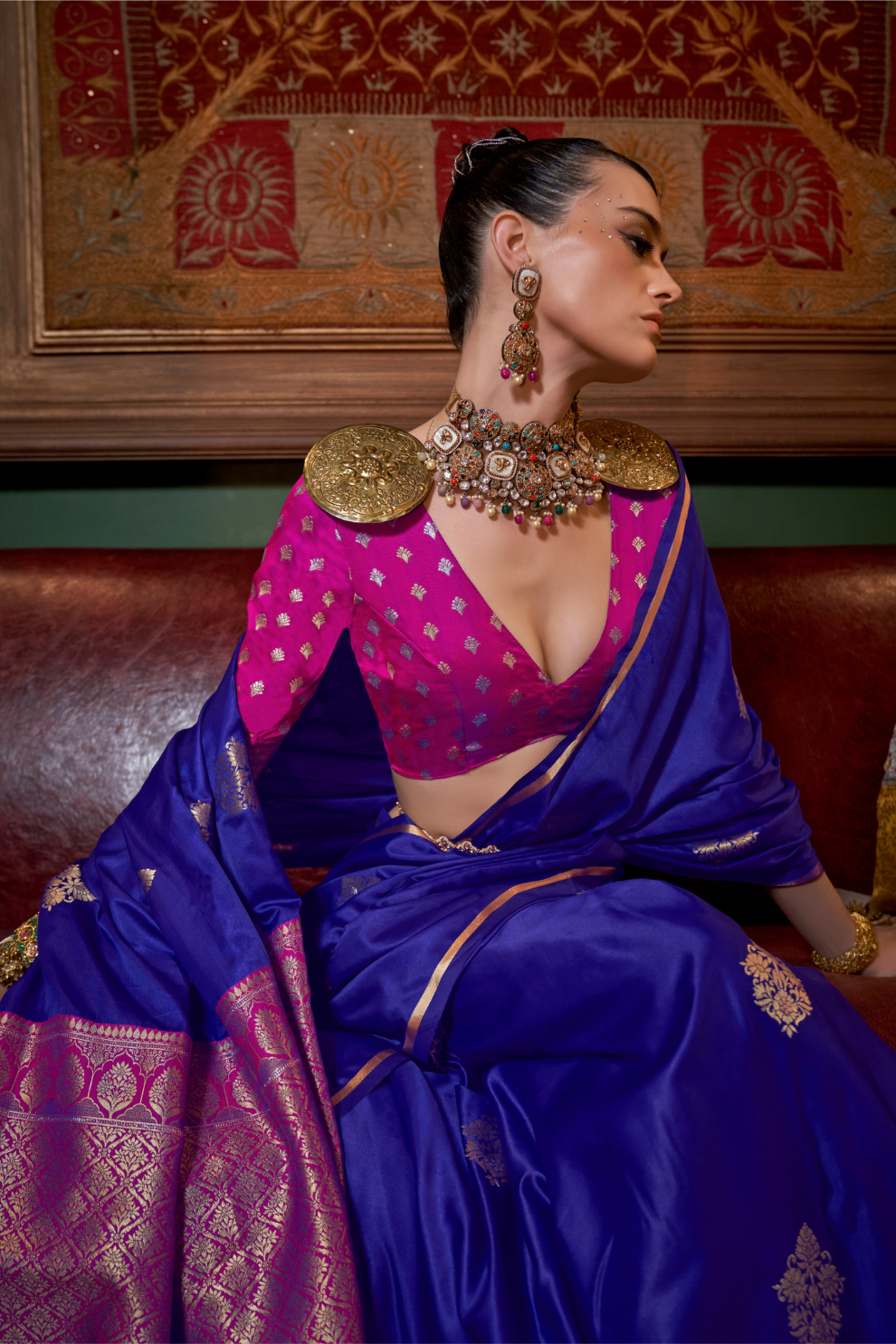 Pure Satin Handloom Silk Saree with Luxurious Weaving Detail