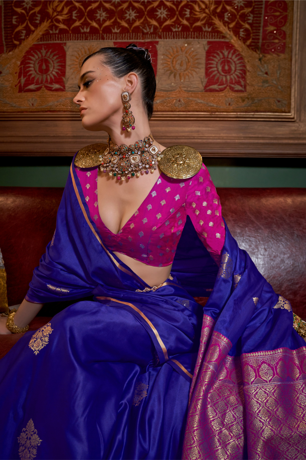 Pure Satin Handloom Silk Saree with Luxurious Weaving Detail