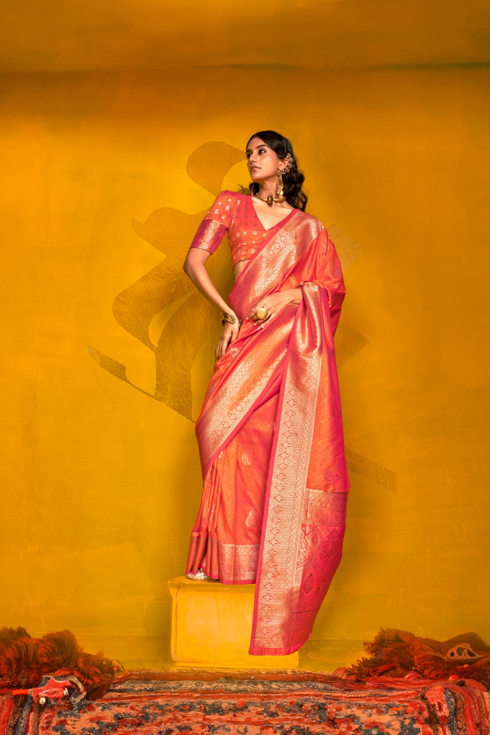 Carnival Designer Handloom Silk Saree with Weaving Touch