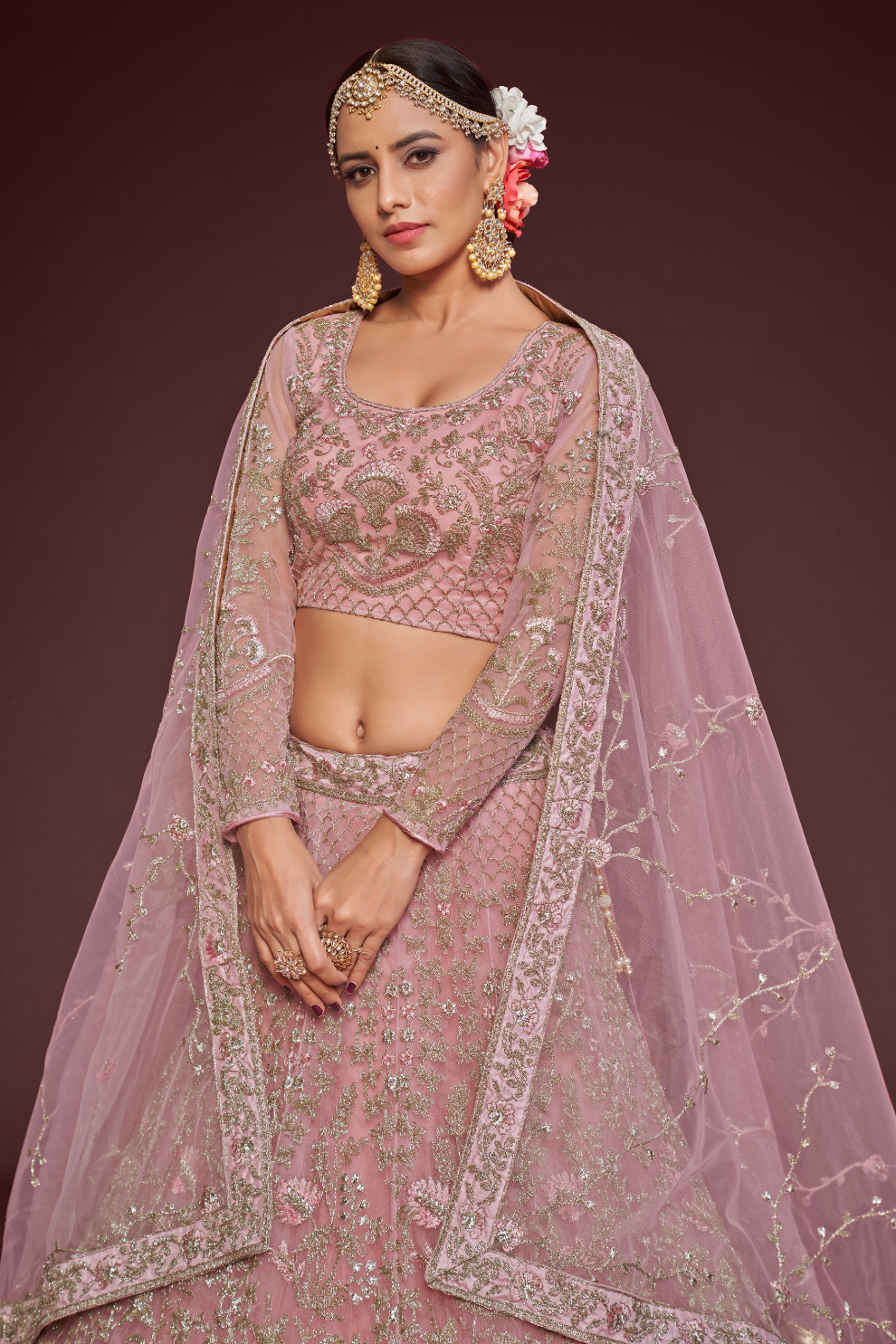 Trendy Net Dori Embroidered Lehenga Choli for Wedding
