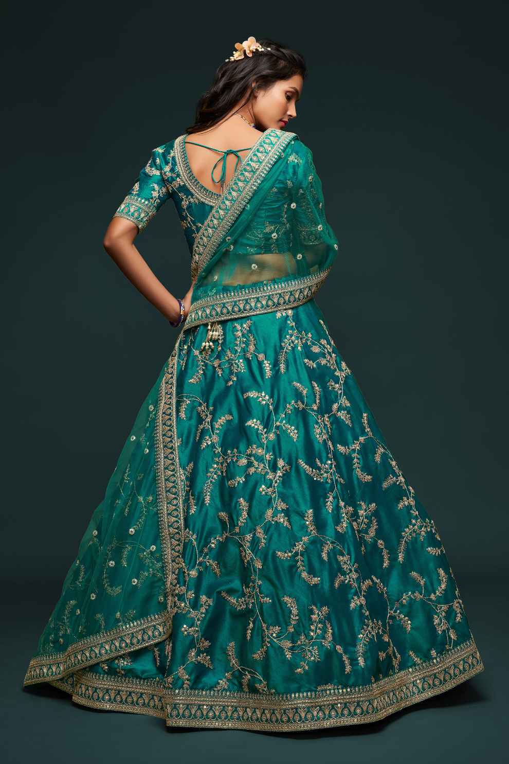 Thread Embroidered Silk Wedding Wear Lehenga Choli