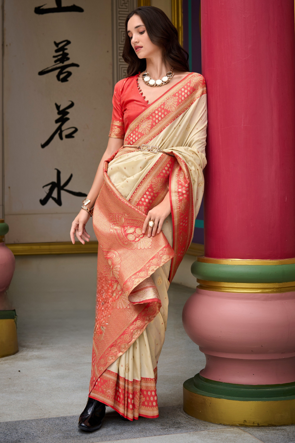 Silken Sparkle Tissue Saree Lightweight Charm with Luxurious Shine - LaVante Fashion