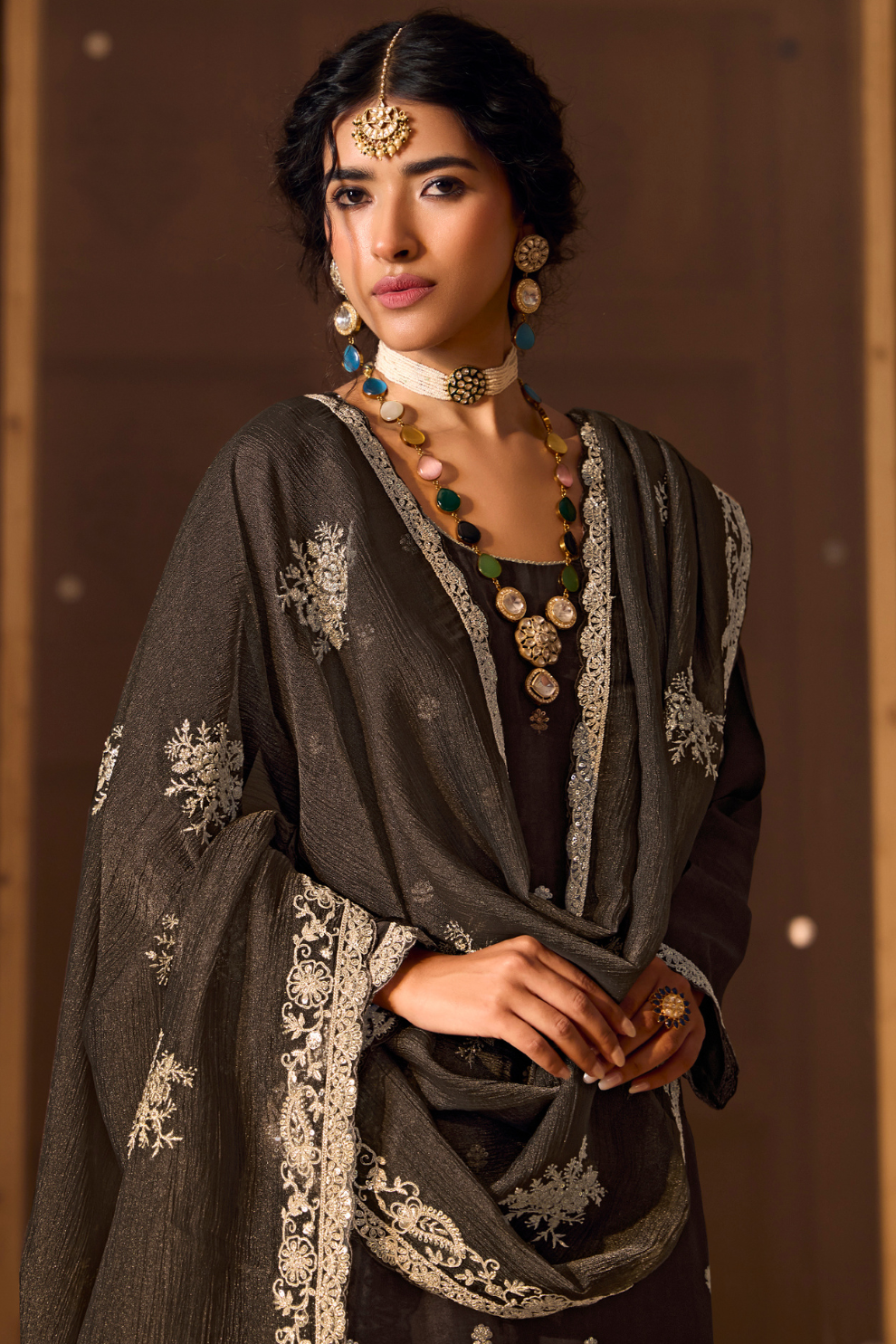 Bamberg Silk Salwar Suit with Elegant Eid Embroidery Design